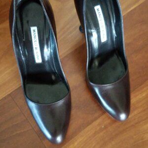 Manolo Blahnik brown leather pumps with 95mm heel size 6